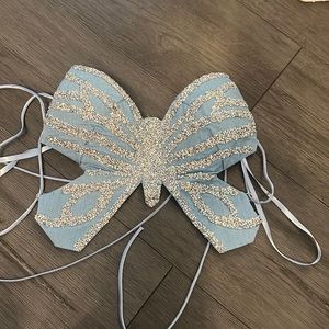 Denim blue butterfly top